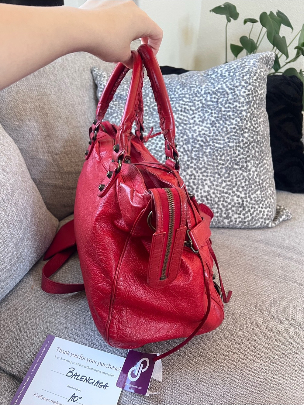 Balenciaga Vintage Le City Velo Red Leather Satchel Bag - Picture 4 of 13